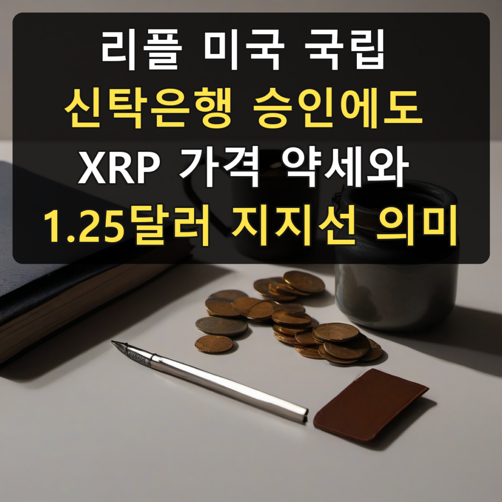 리플 미국 국립 신탁은행 승인에도 XRP 가격 약세와 1.25달러 지지선 의미