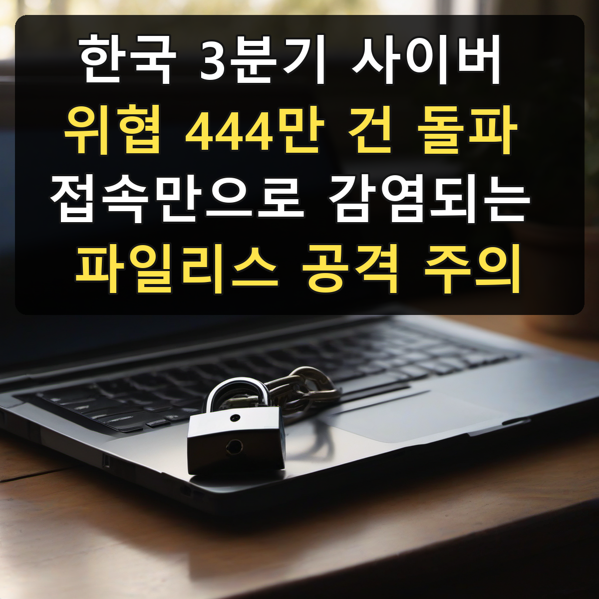 한국 3분기 사이버 위협 444만 건 돌파 접속만으로 감염되는 파일리스 공격 주의