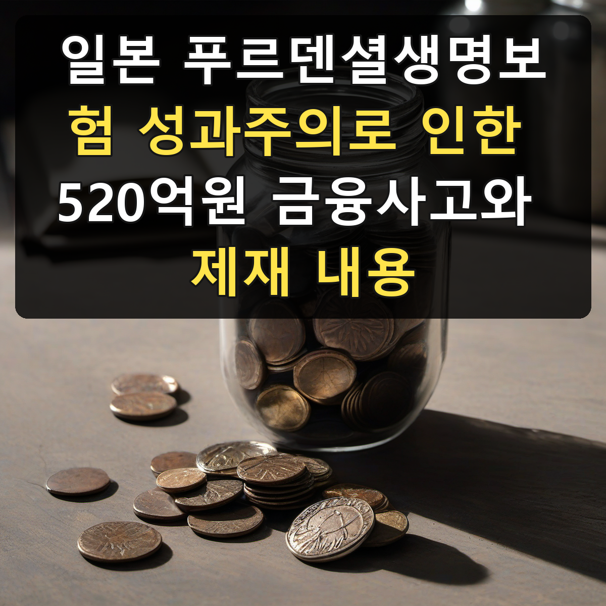 일본 푸르덴셜생명보험 성과주의로 인한 520억원 금융사고와 제재 내용