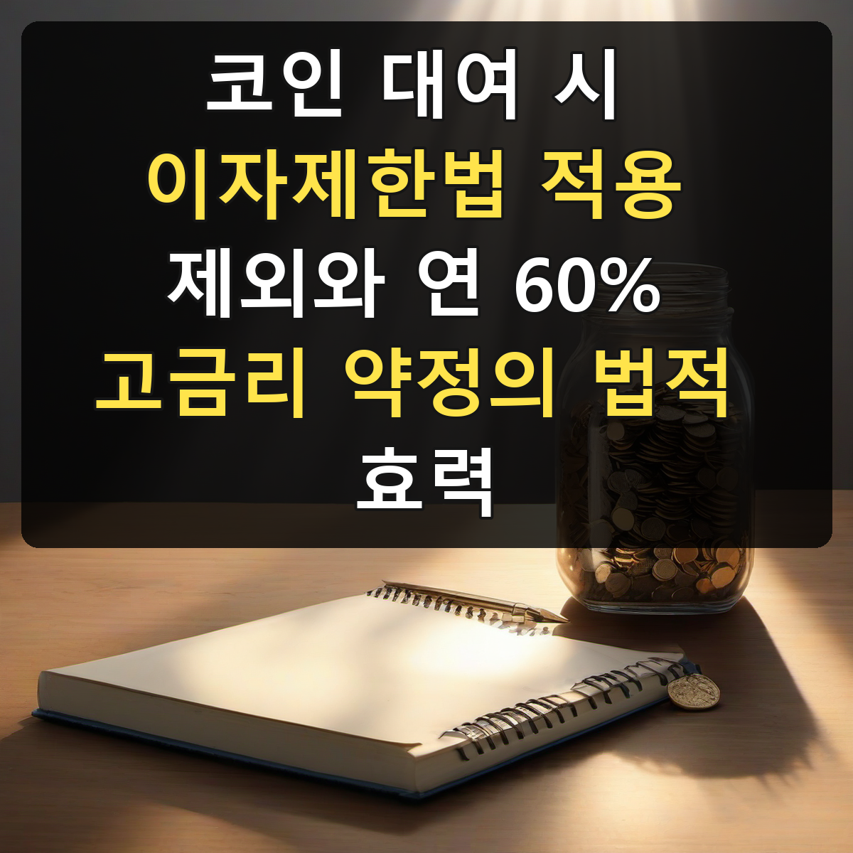 코인 대여 시 이자제한법 적용 제외와 연 60% 고금리 약정의 법적 효력