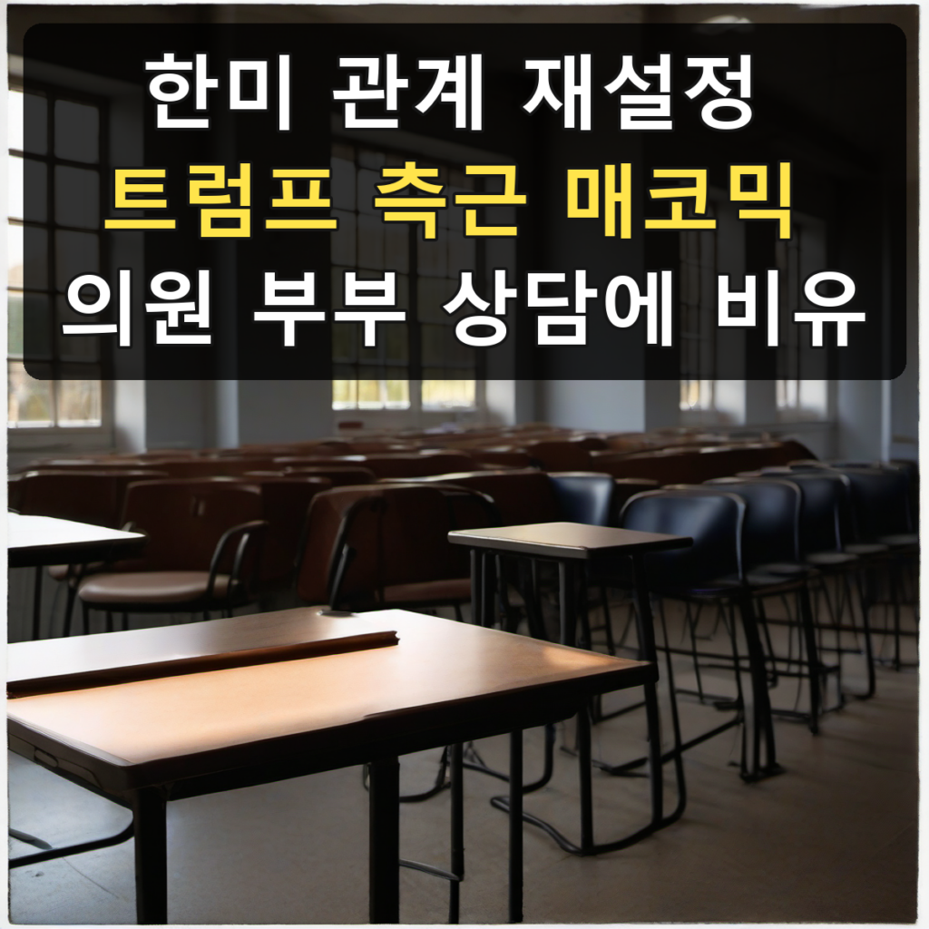 한미 관계 재설정 트럼프 측근 매코믹 의원 부부 상담에 비유